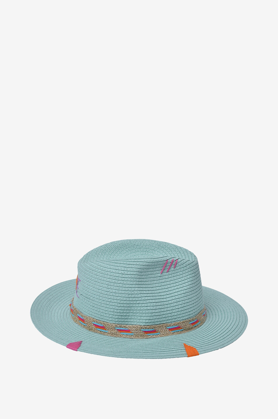 THE HAT GANG Love embroidered straw hat Women LIGHT BLUE 3
