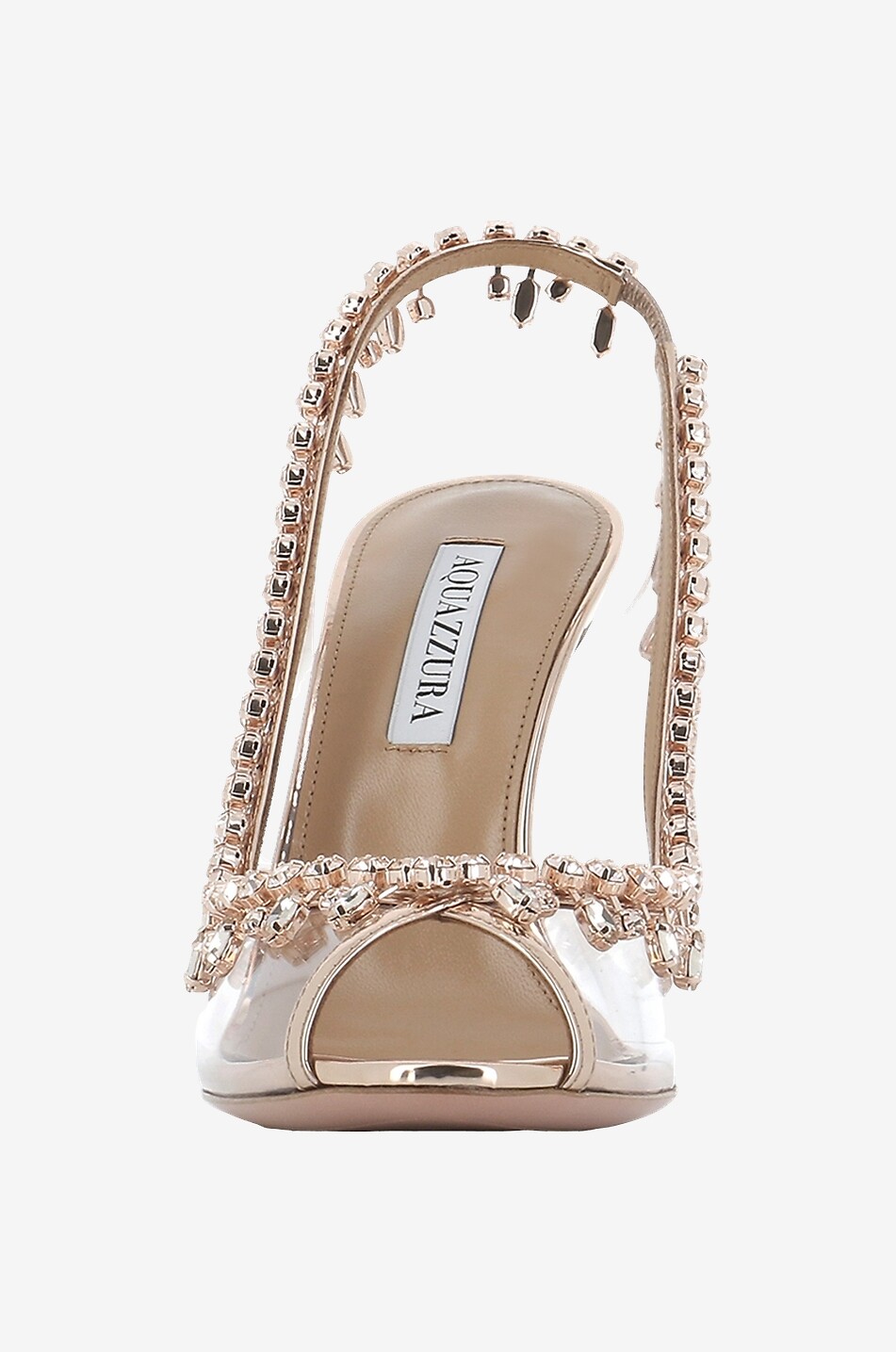 AQUAZZURA Temptation Crystal 105 plexiglass open-toe sandals Women GOLDEN 2