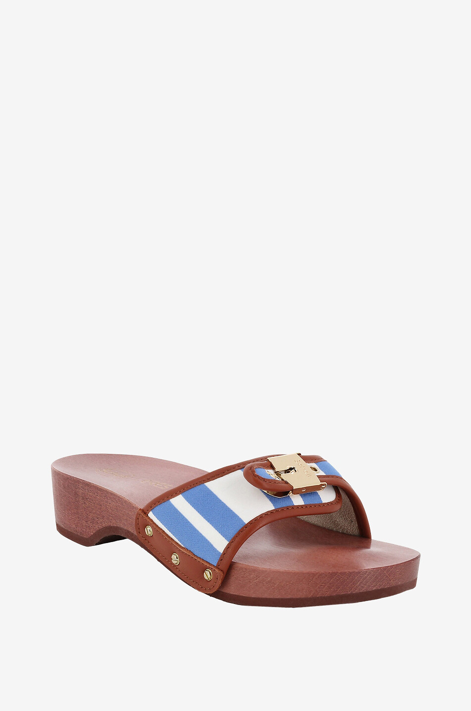 Pescura Heel Maracas wedge mules in fabric and leather