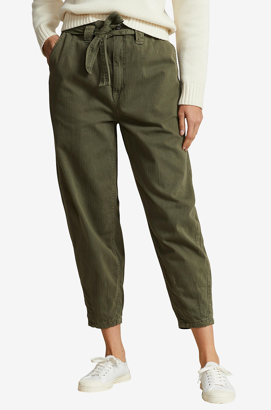 POLO RALPH LAUREN Verkürzte Karottenhose mit Gürtel Damen DUNKELGRÜN 2