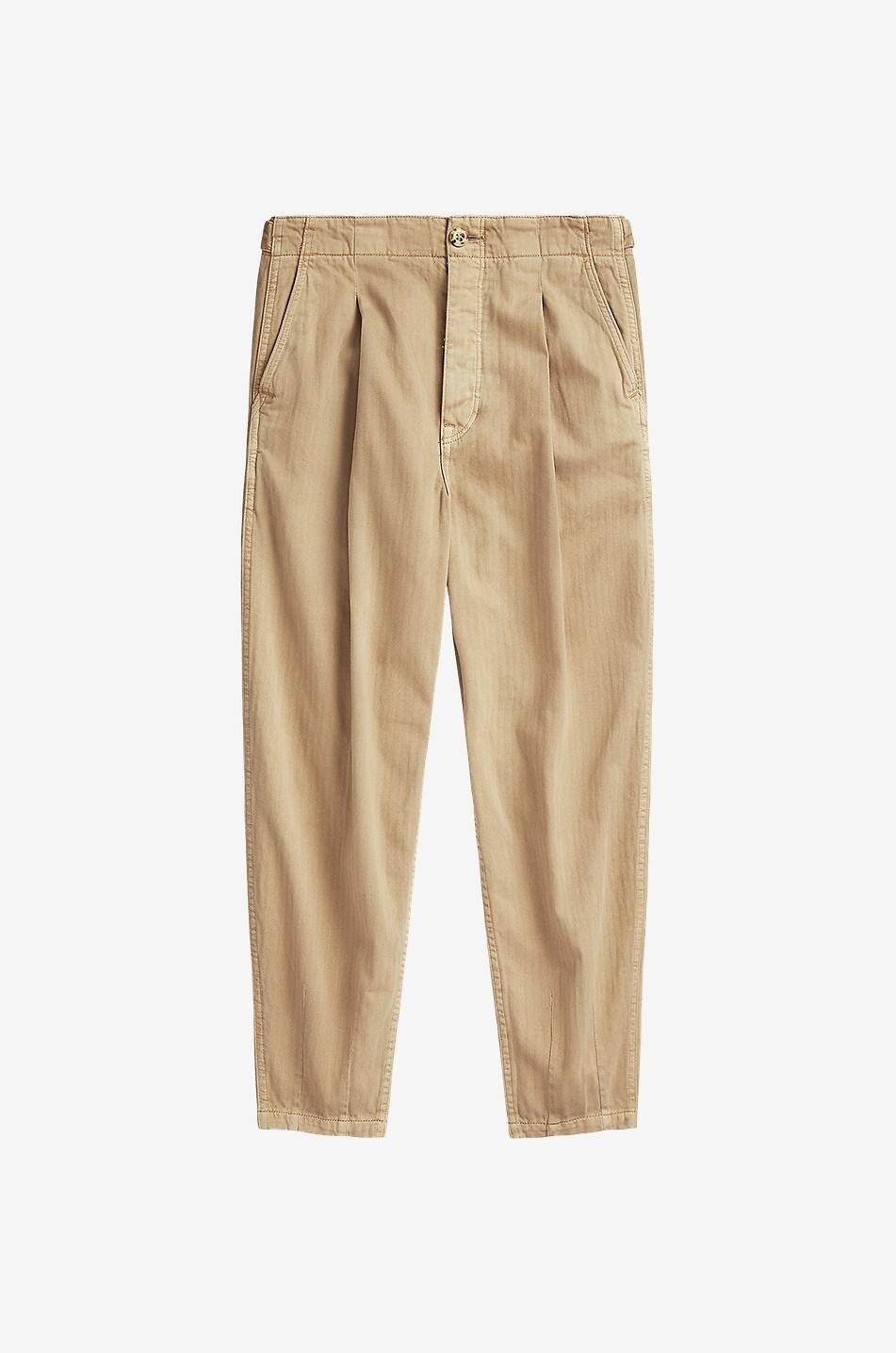 Verkürzte Karottenhose aus Fischgräten-Baumwolle