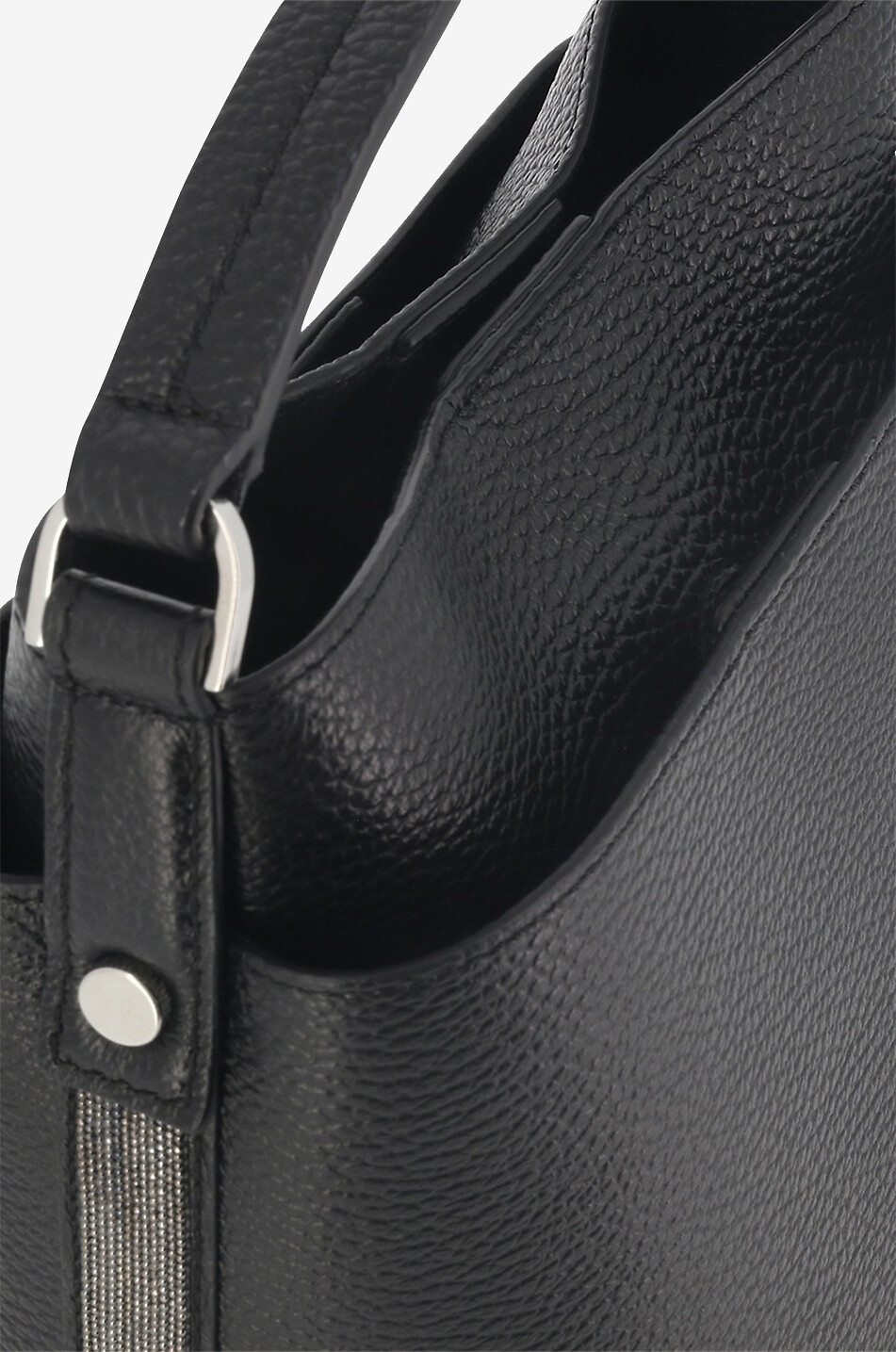 FABIANA FILIPPI Kleine Bucket-Tasche aus genarbtem Leder mit Perlen Damen SCHWARZ 6