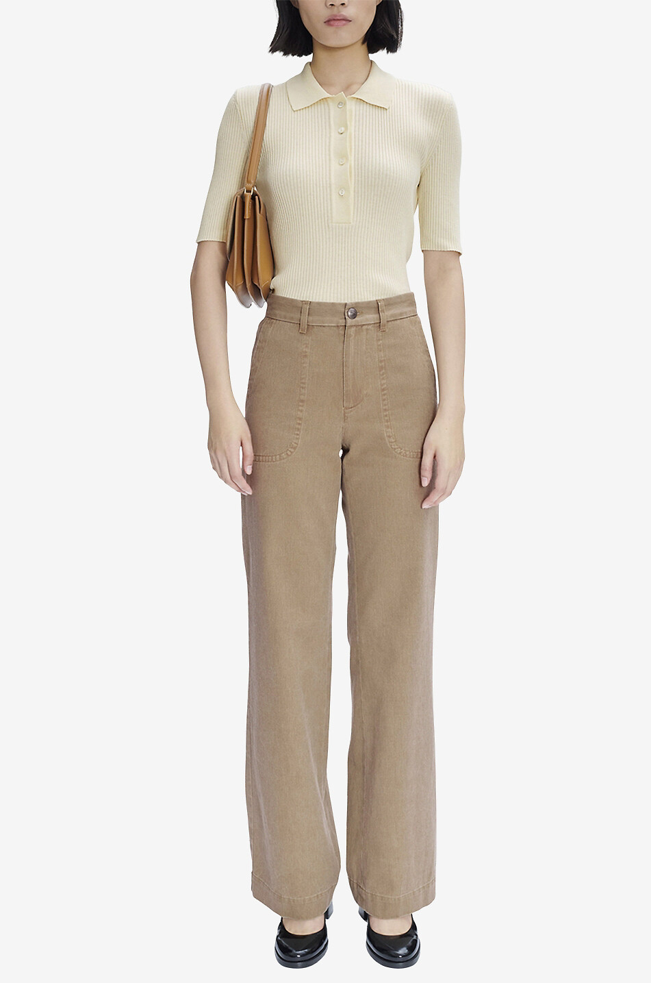 A.P.C. Danae figure-hugging rib knit polo shirt Women EGGSHELL 3