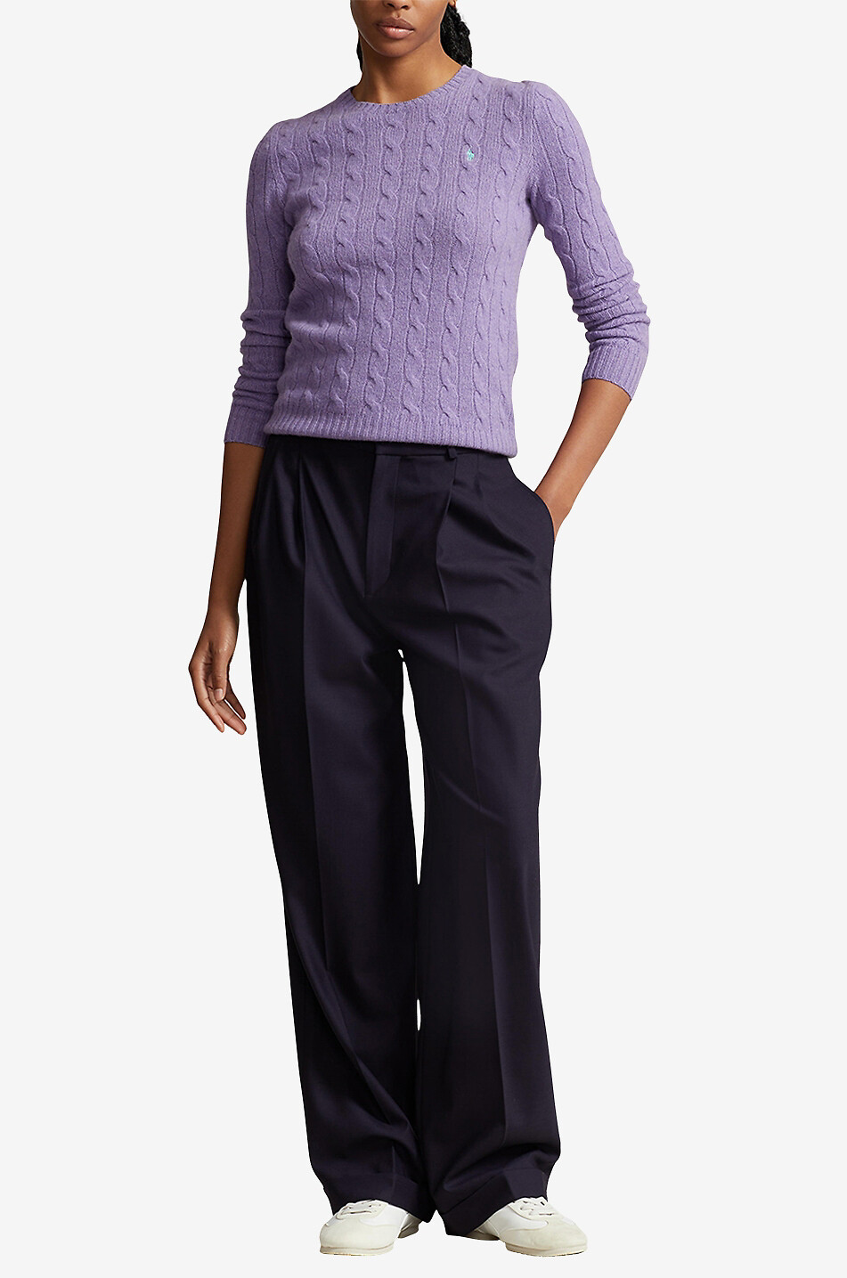 POLO RALPH LAUREN Pull torsadé en laine et cachemire Pony Femme VIOLET 4