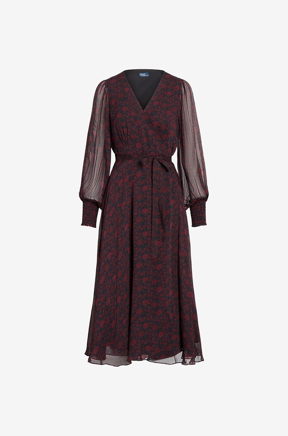Geblümtes Georgette-Midi-Wickelkleid