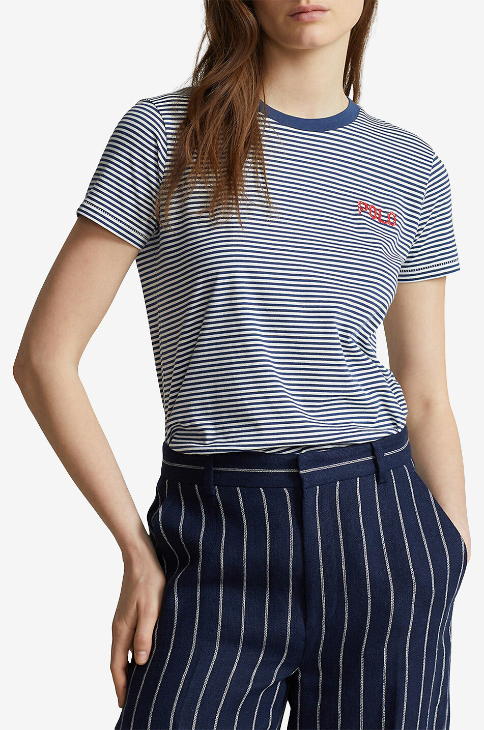 POLO RALPH LAUREN Fein gestreiftes T-Shirt mit Polo-Logo Damen BUNT 2