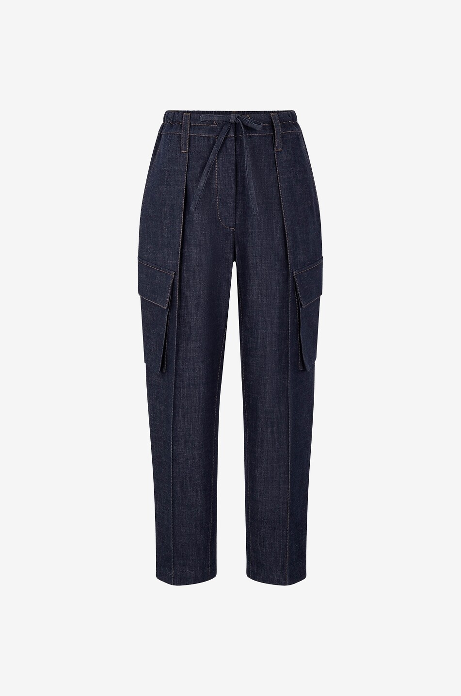 Pantalon cargo raccourci en denim léger