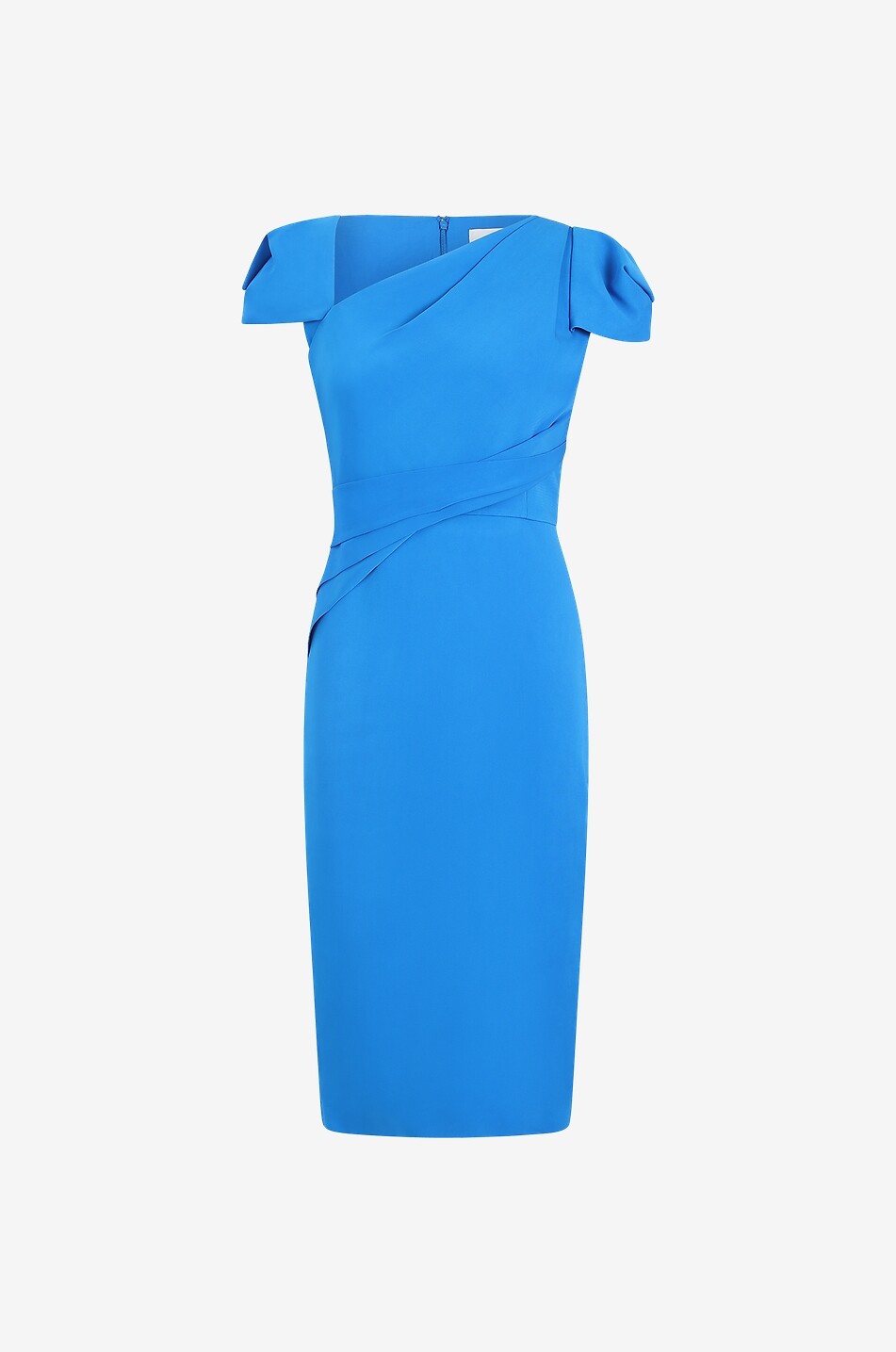 Robe fourreau drapée en cady à manches cape