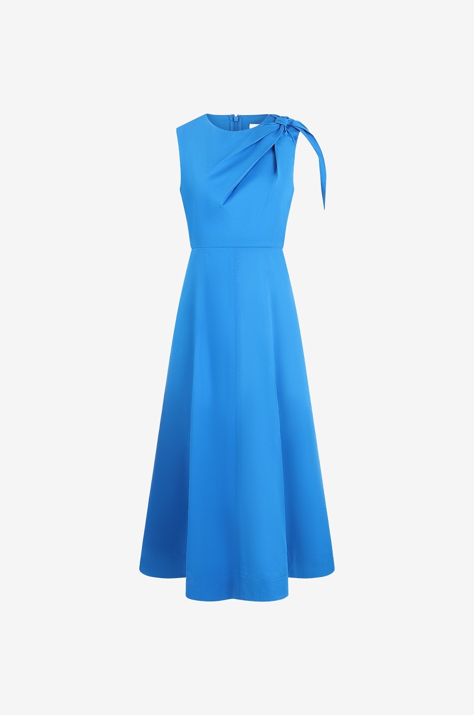 Robe midi sans manches en popeline détail noeud