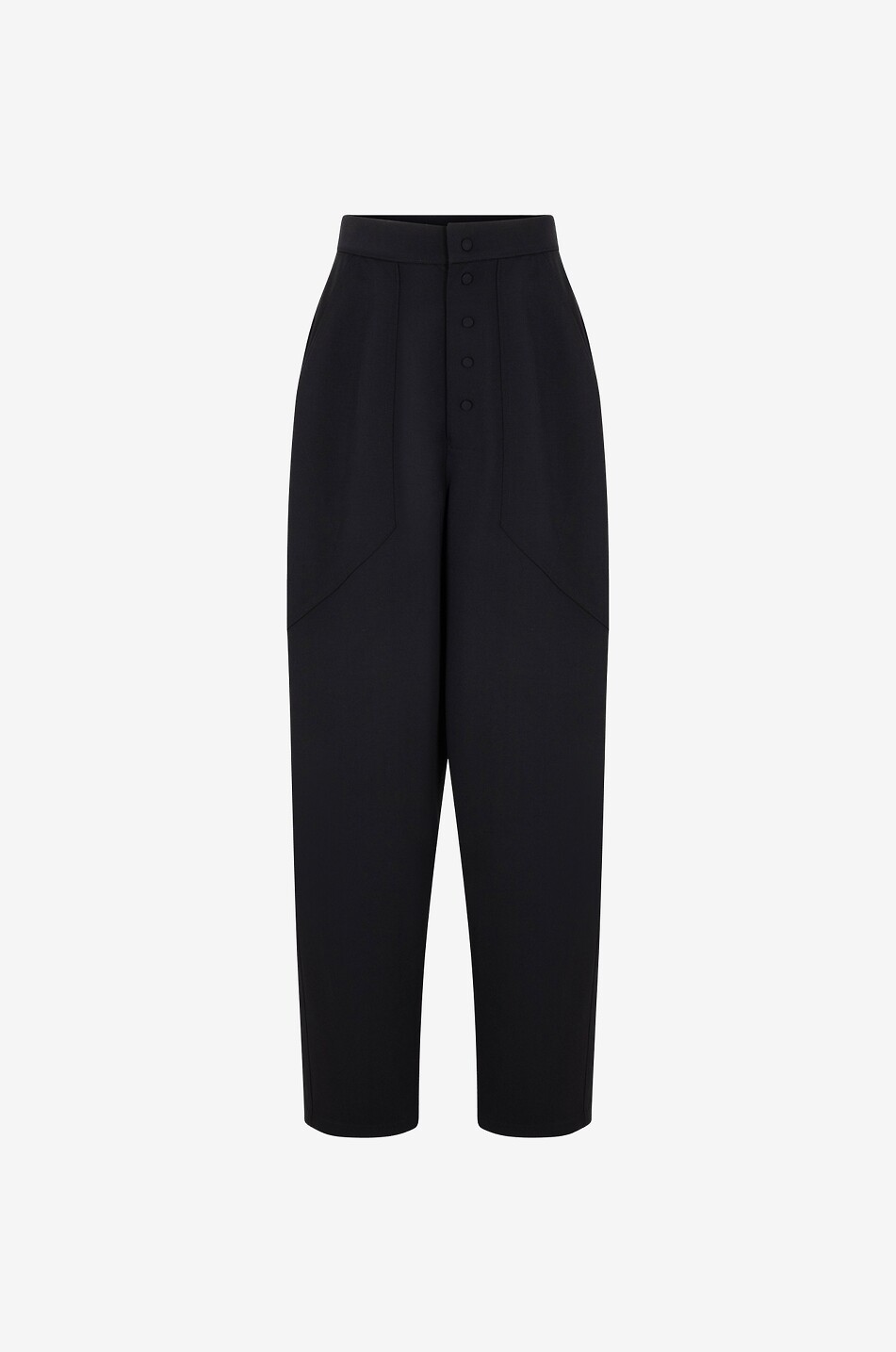 Pantalon carotte taille haute en laine