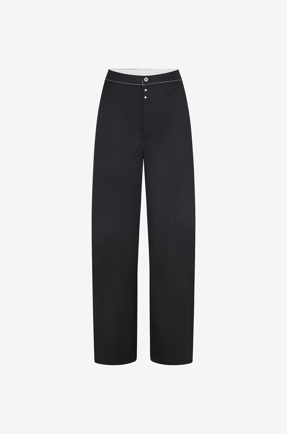 Weite Twillhose mit hohem Bund und Nieten