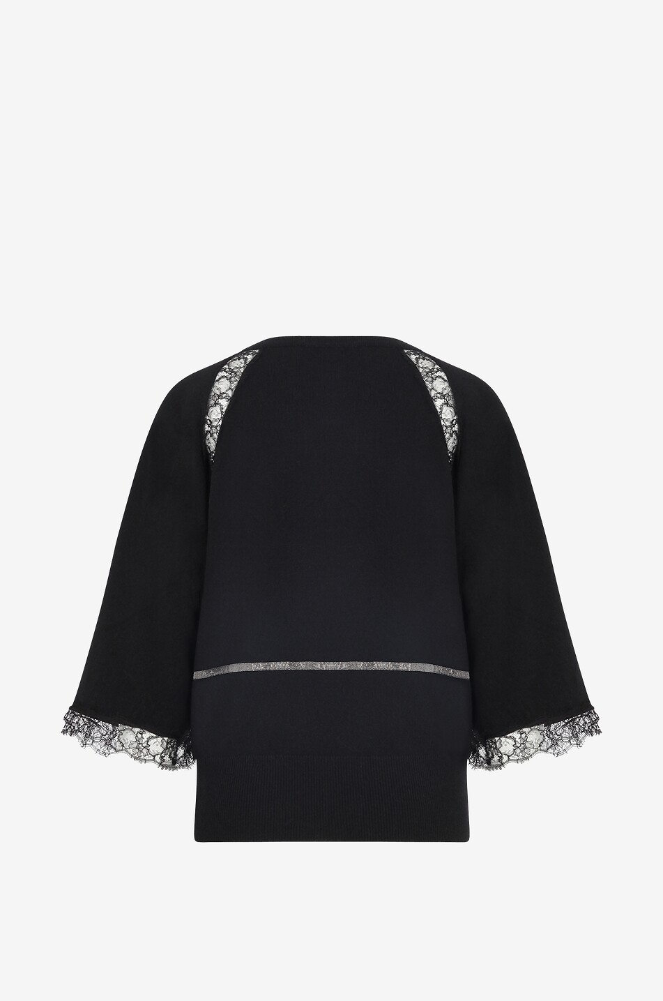 Pull à manches cape en cachemire et dentelle