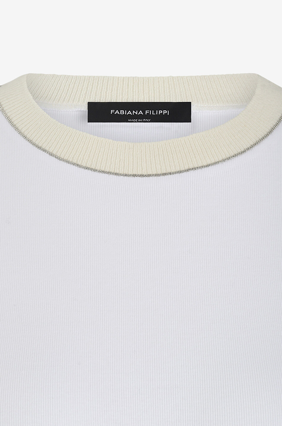FABIANA FILIPPI Ribbed T-shirt with wool blend crewneck Women WHITE 3