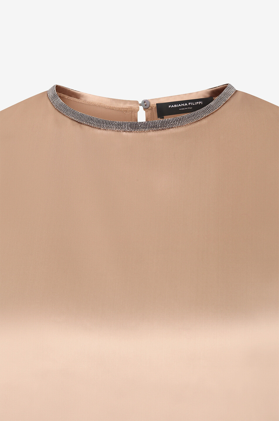 FABIANA FILIPPI Satin-T-Shirt mit Metallperlen-Stickereien Damen KAMELFARBEN 3