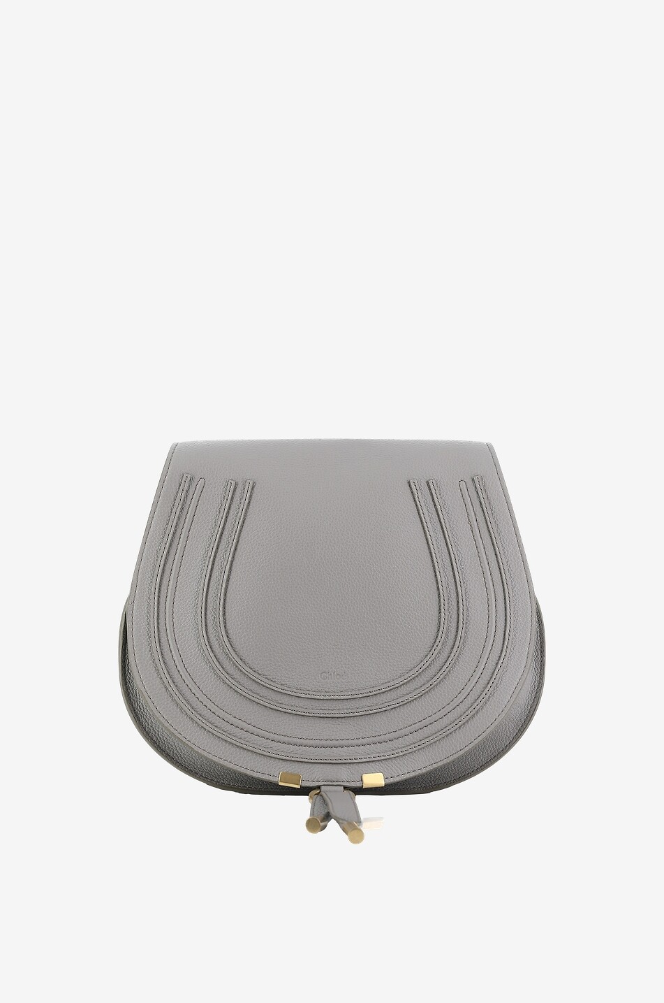 CHLOE Marcie Medium grained leather saddle bag Women GREY 1
