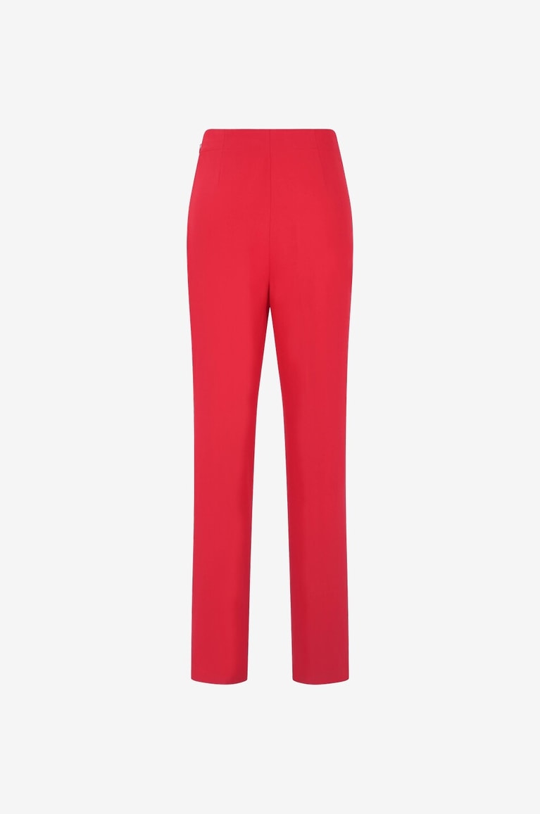 ROLAND MOURET Wide-leg high-rise wool and silk trousers Women RED 2