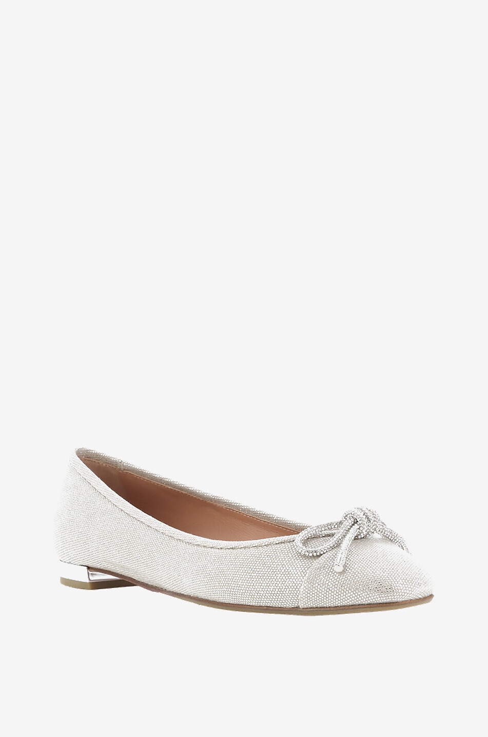 AQUAZZURA Ballerines en toile scintillante Parisina Crystal 10 Femme ARGENT 1