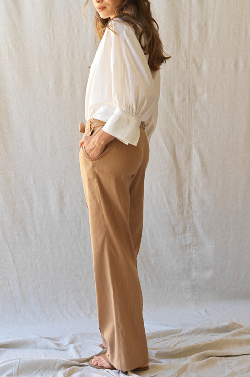 Toni linen and viscose wide-leg trousers