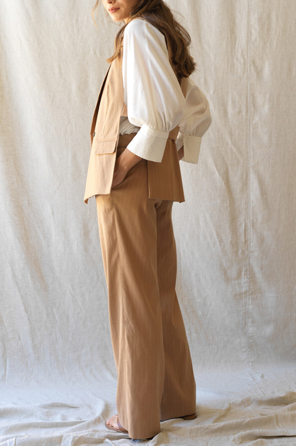 Toni linen and viscose wide-leg trousers