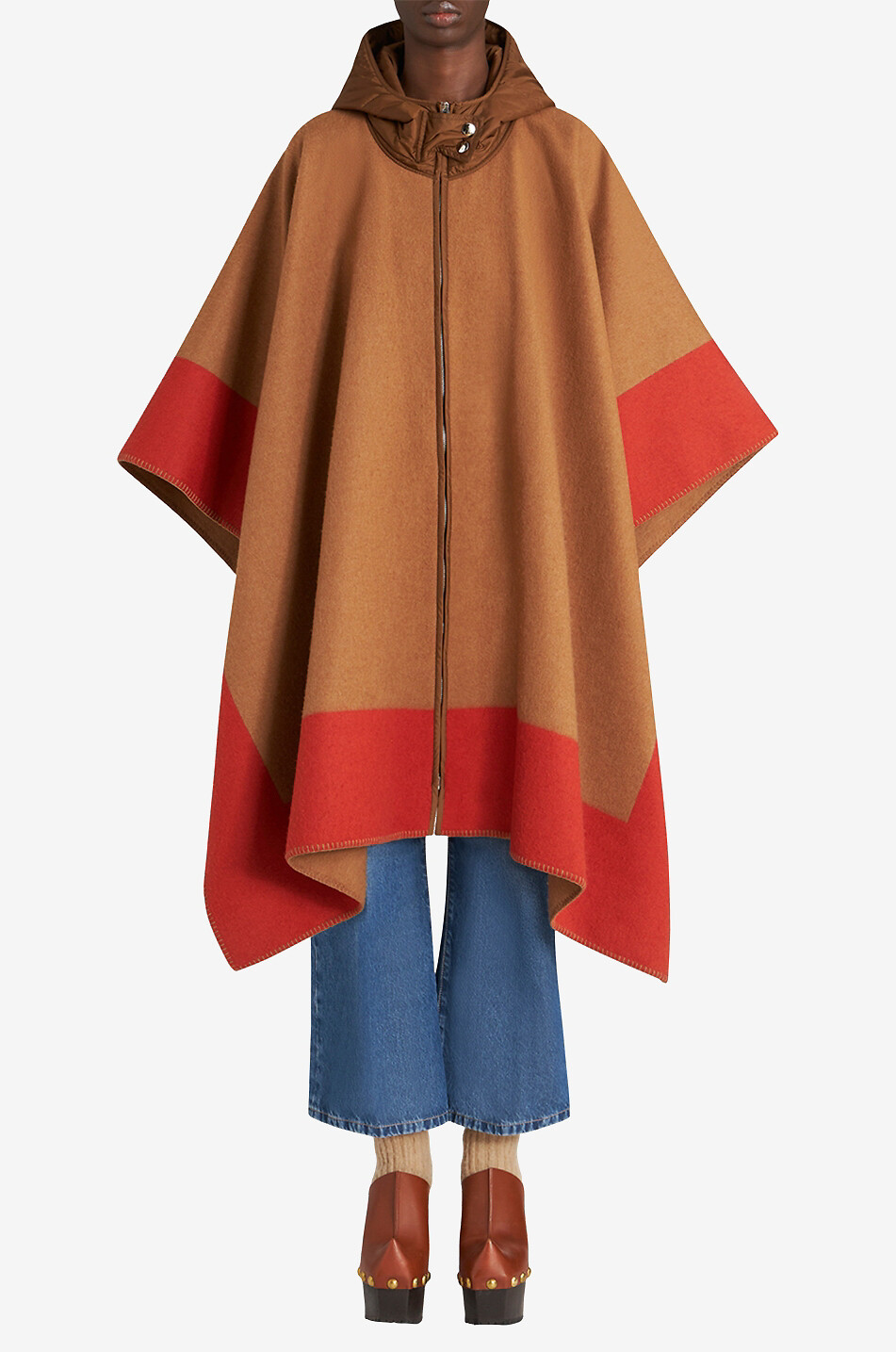 ETRO Cape colour block à capuche Pegaso Femme MARRON CLAIR 3