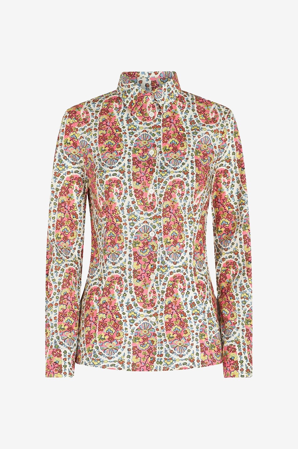 Paisley Flowers printed cinched poplin shirt