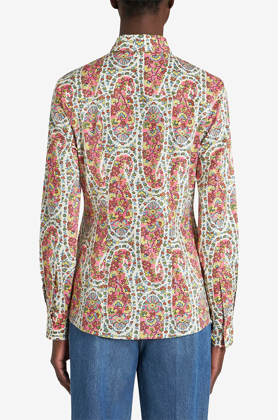 ETRO Tailliertes Popelinehemd mit Print Paisley Flowers Damen WEISS 4