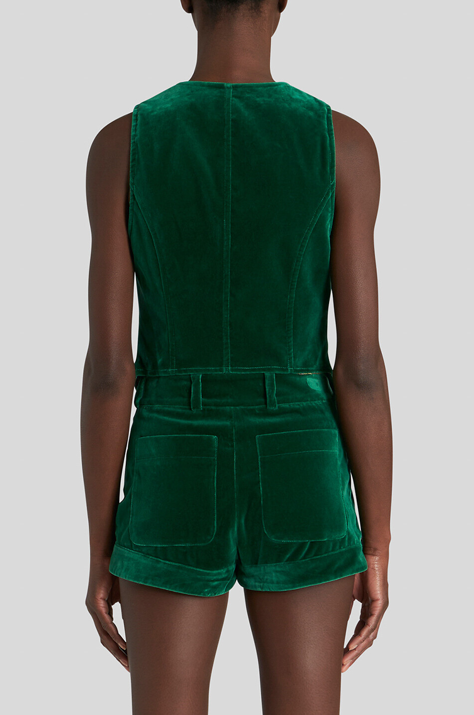 ETRO Gilet en velours à boutons fleurs Femme VERT 4