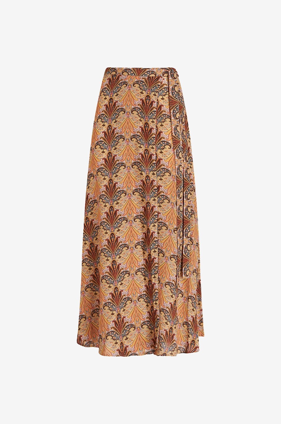 Paisley Medals long printed wrap skirt