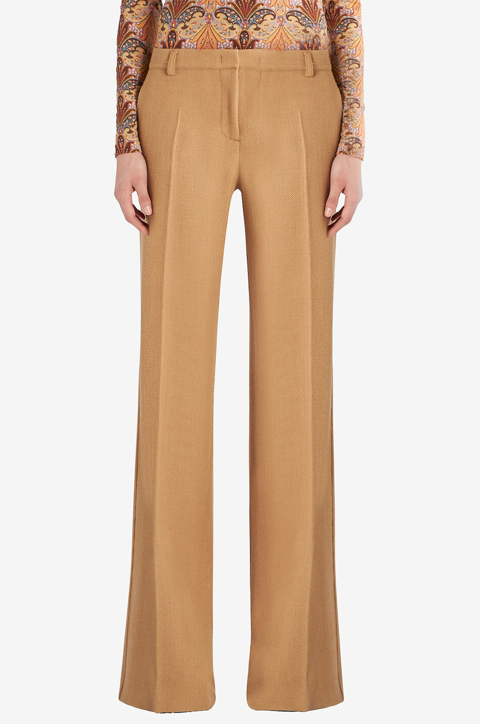 Pantalon évasé taille basse en gabardine
