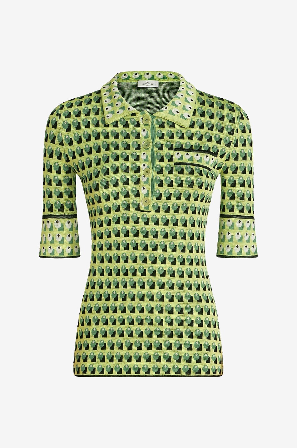 Polo ajusté en maille jacquard motif cravattes