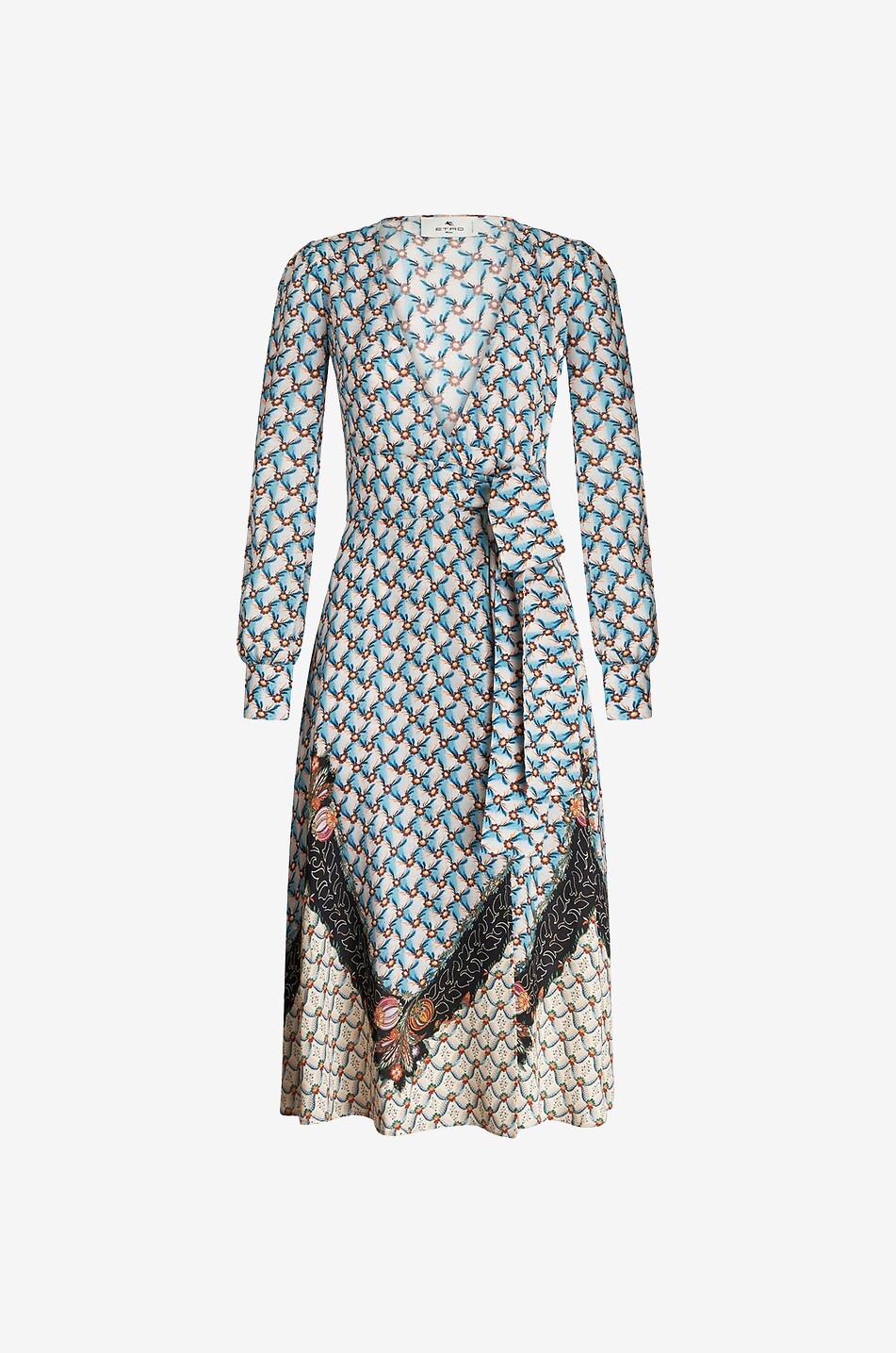 ETRO Robe midi portefeuille en crêpe Floralia Femme BLEU 1