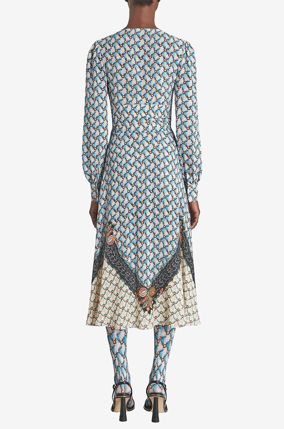 ETRO Robe midi portefeuille en crêpe Floralia Femme BLEU 4