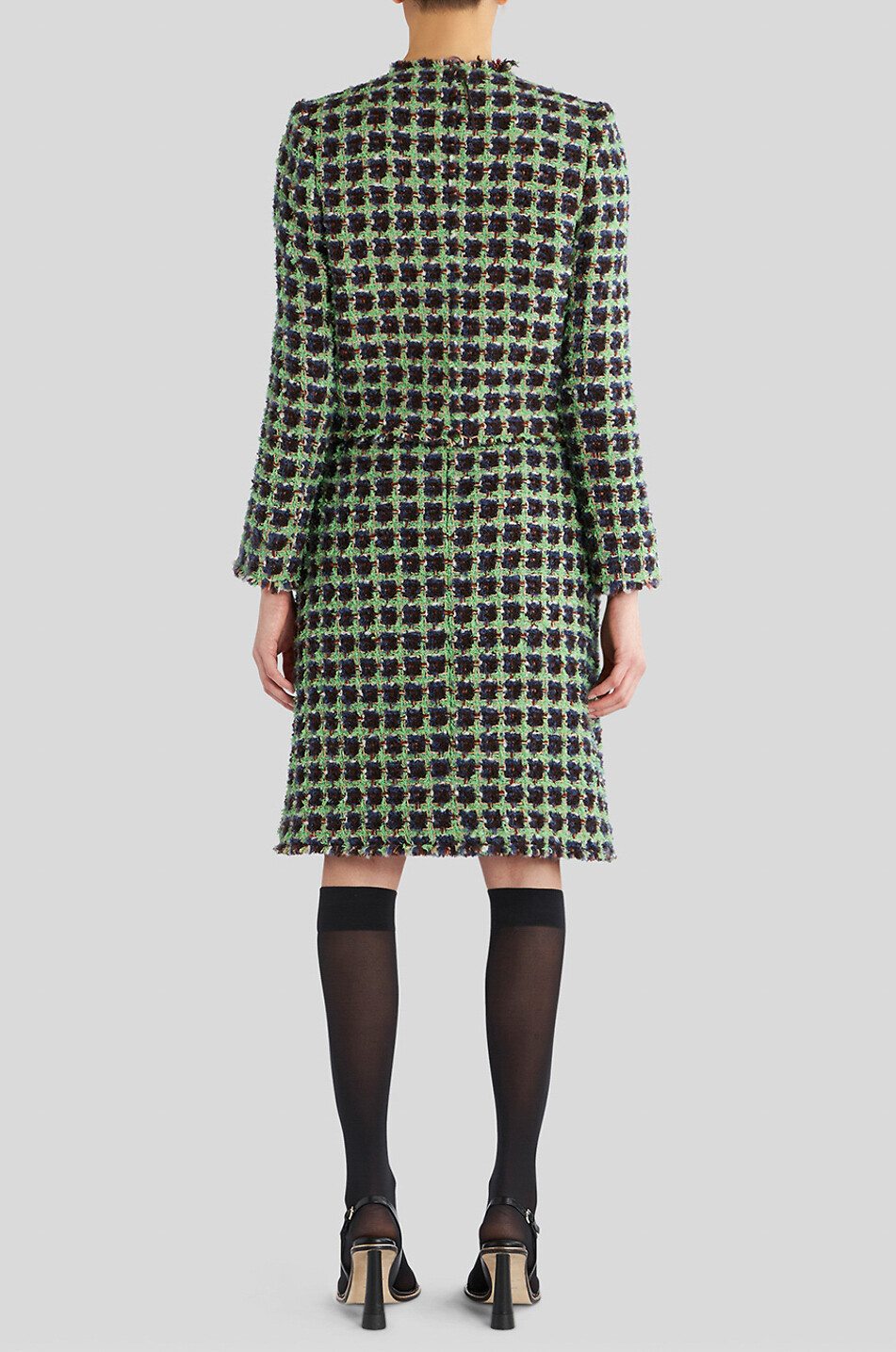 ETRO Karierte Tweedjacke mit Blütenknöpfen Damen GRÜN 4