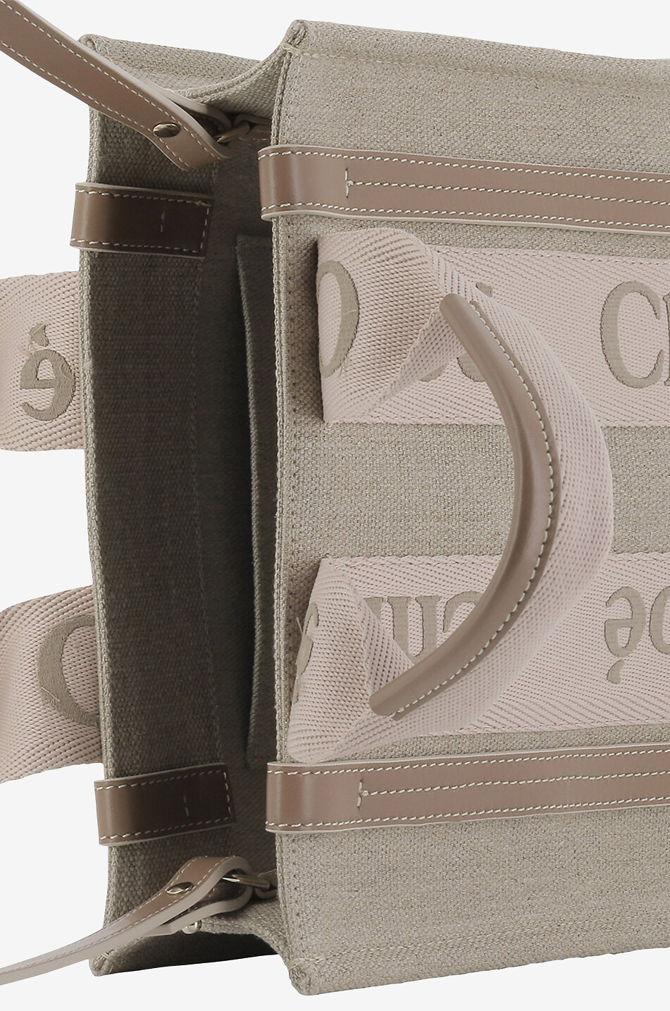 CHLOE Sac cabas en toile Woody Small Femme BEIGE 5