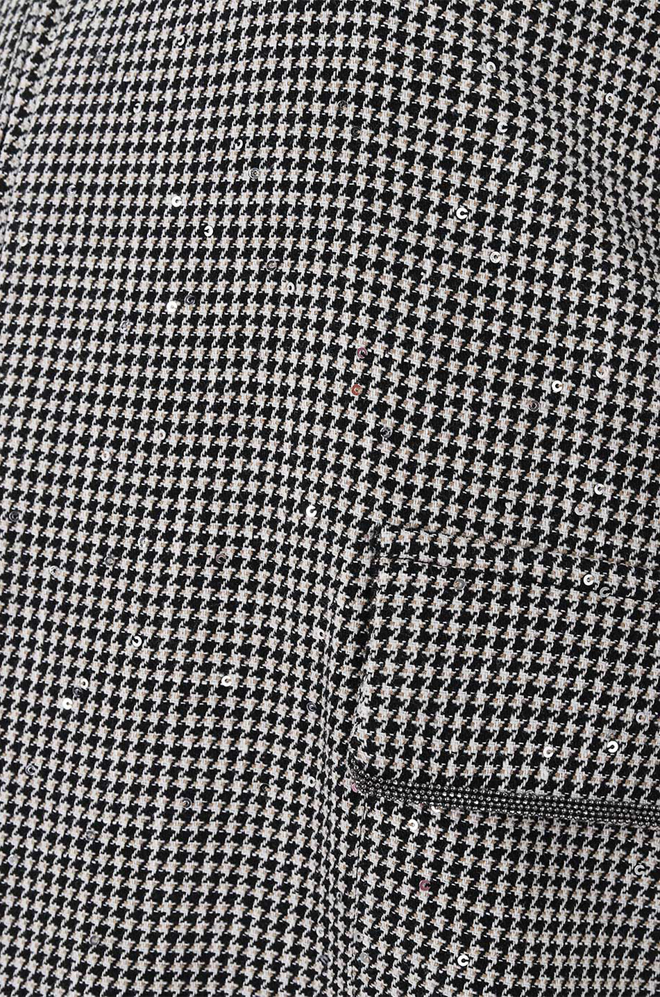 Sequin adorned houndstooth check hooded jacket