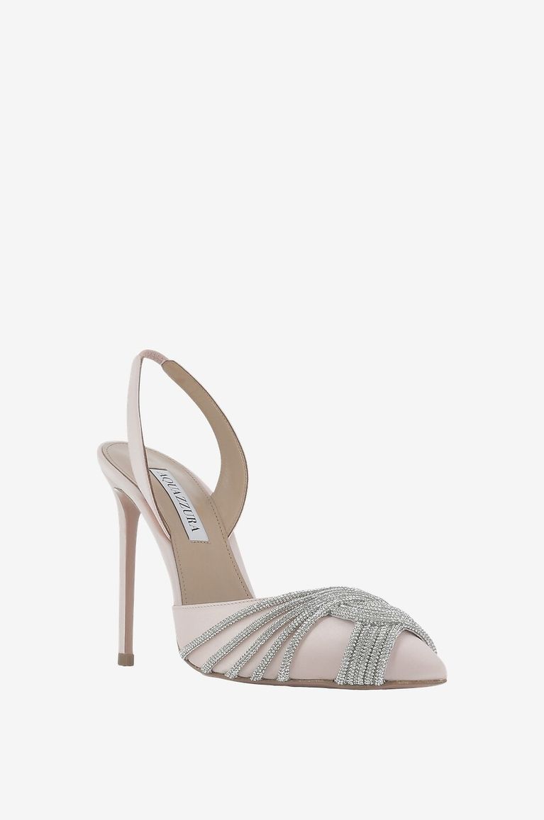 AQUAZZURA Gatsby 105 satin sling-back pumps Women LIGHT PINK 1