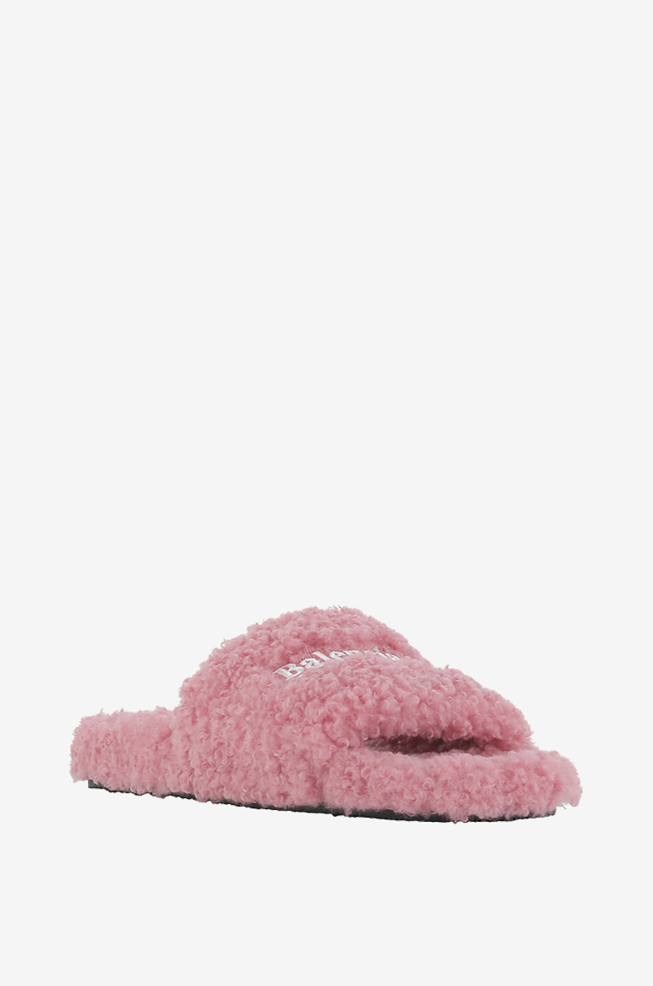 BALENCIAGA Furry Slide Political Campaign fluffy flat mules Women PINK 1