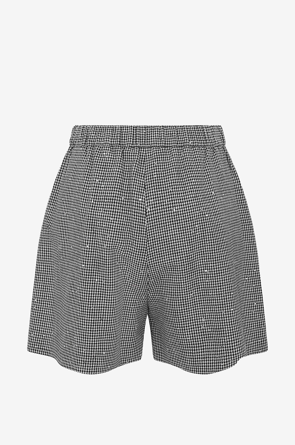 Sequin adorned tailored houndstooth check shorts