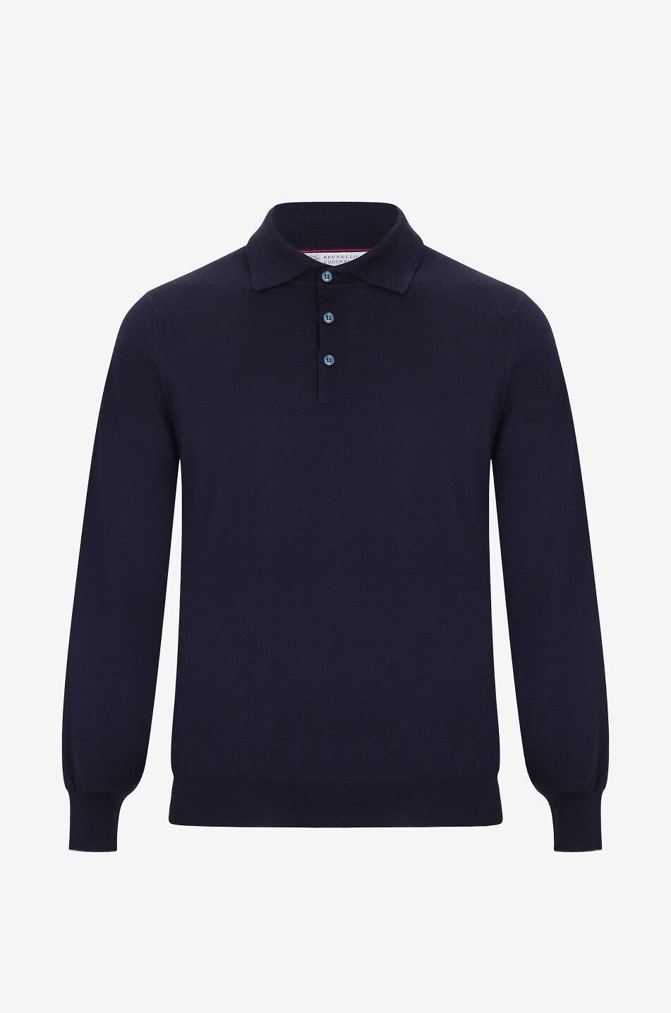 BRUNELLO CUCINELLI Woll- und Kaschmir-Strick-Langarm-Polohemd Herren DUNKELBLAU 1