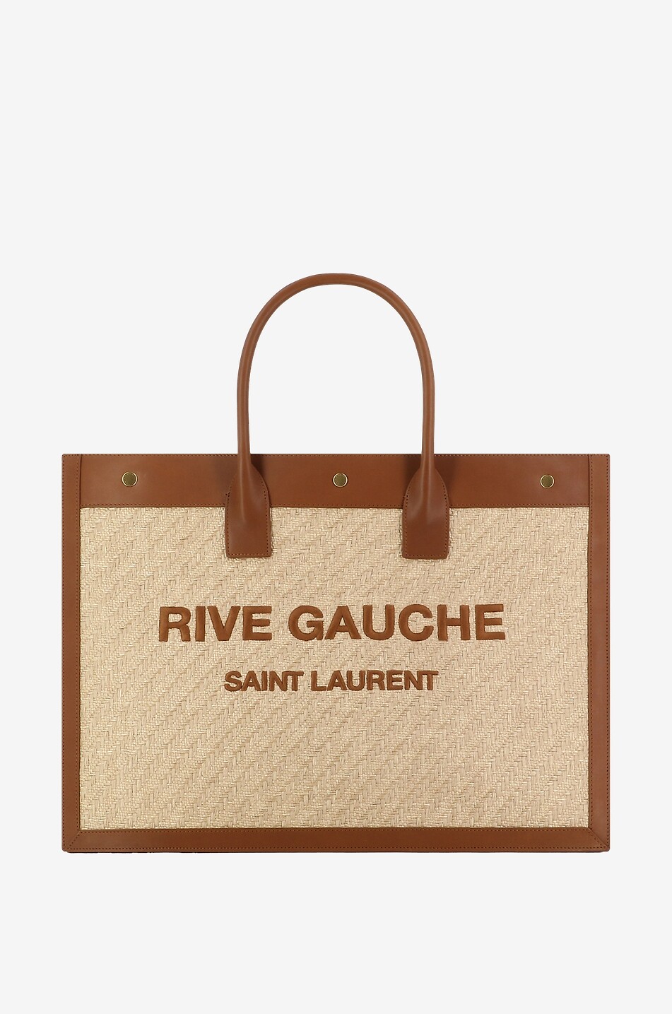 Rio❤︎︎　1223 Rive Gauche E/W embroidered raffia tote bag - SAINT LAURENT
