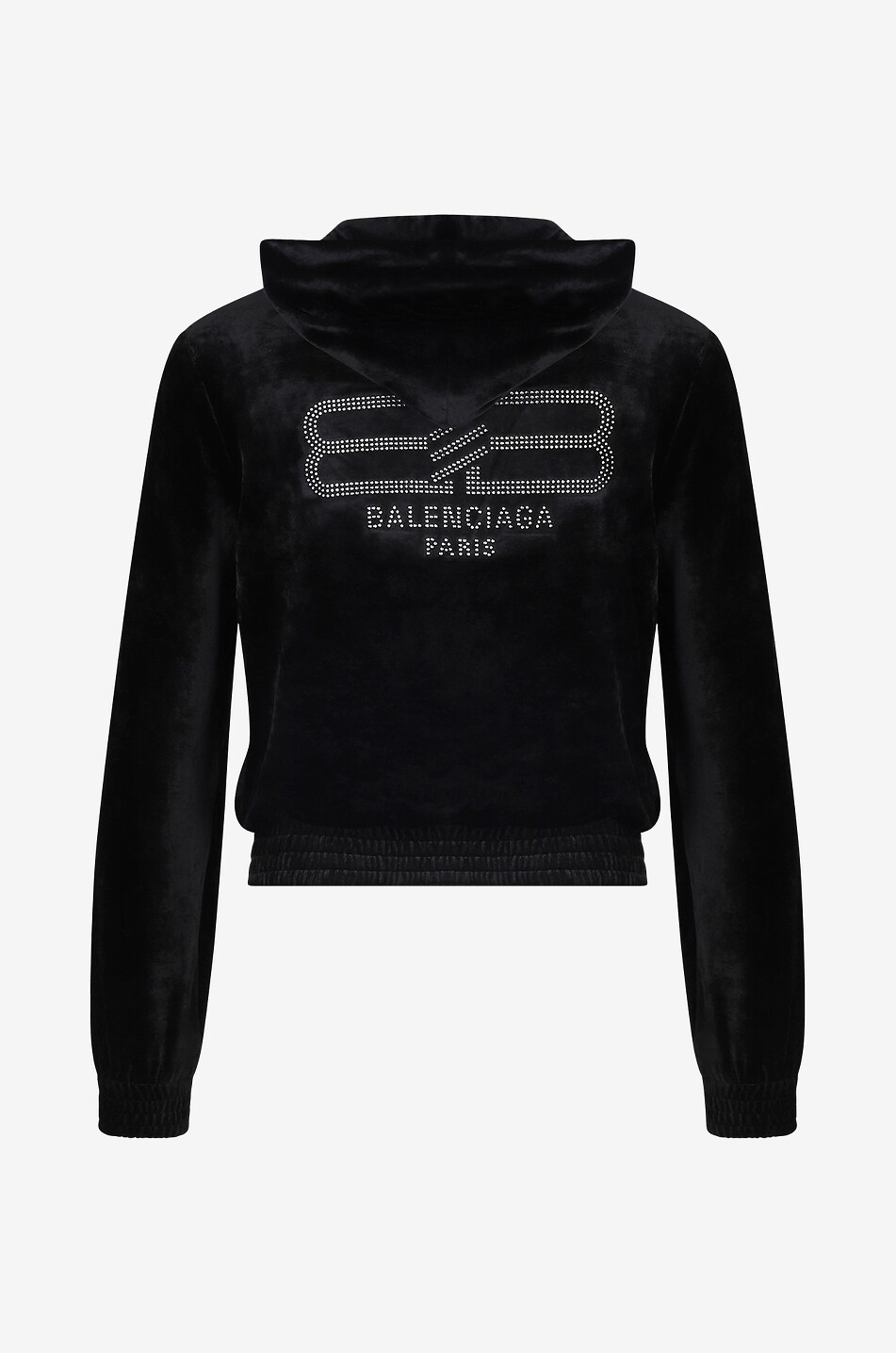 Sweat-shirt zippé à capuche en velours BB Paris Strass