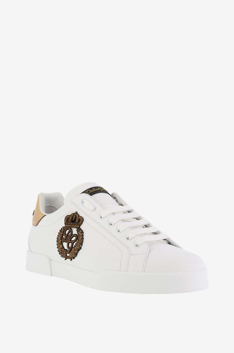 DOLCE & GABBANA Niedrige Sneakers mit Kronenstickerei Portofino Herren WEISS 1