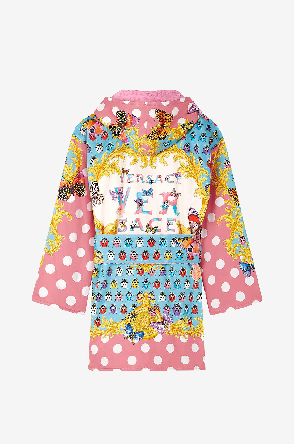 Butterflies & Ladybugs short terry and poplin bathrobe