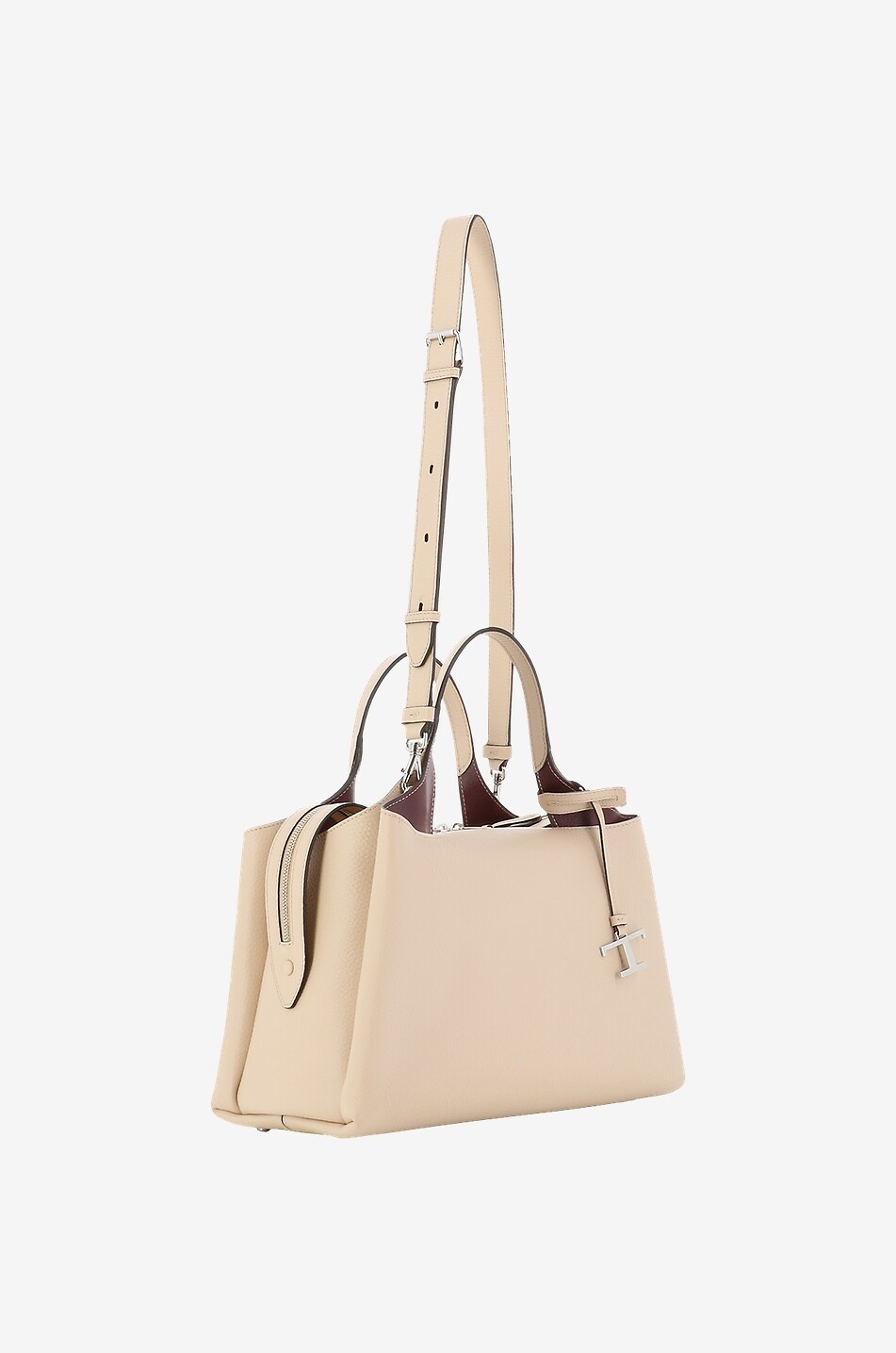TOD'S Sac à main grainé Bowling Medium Femme Beige clair 6