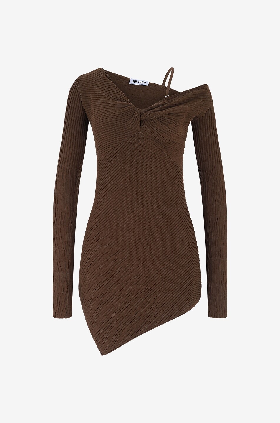 THE ATTICO Desai asymmetric mini knit dress Women BROWN 1