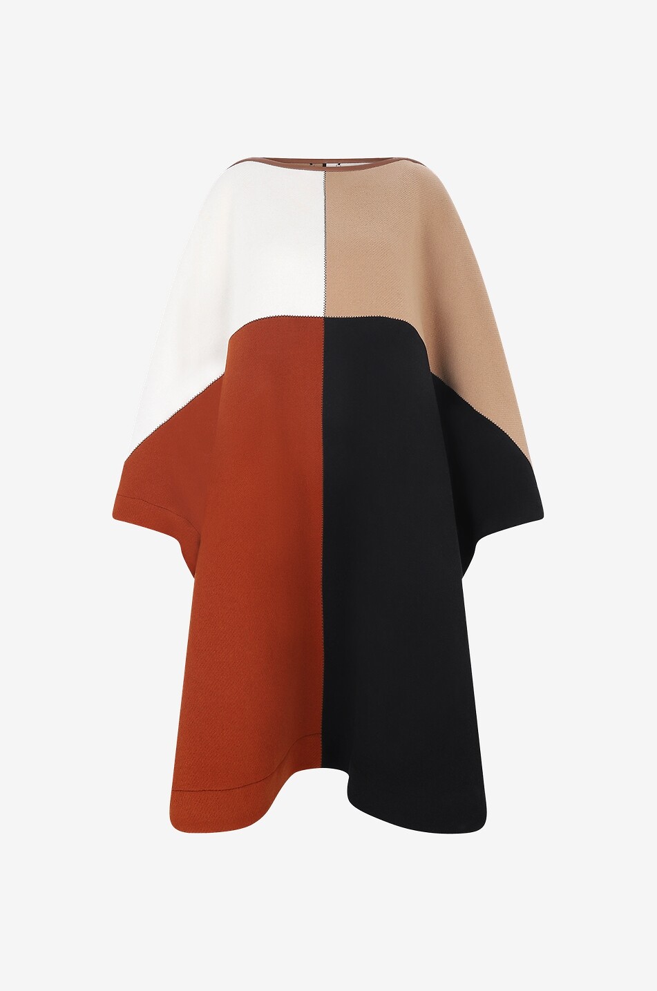 Long colour block poncho