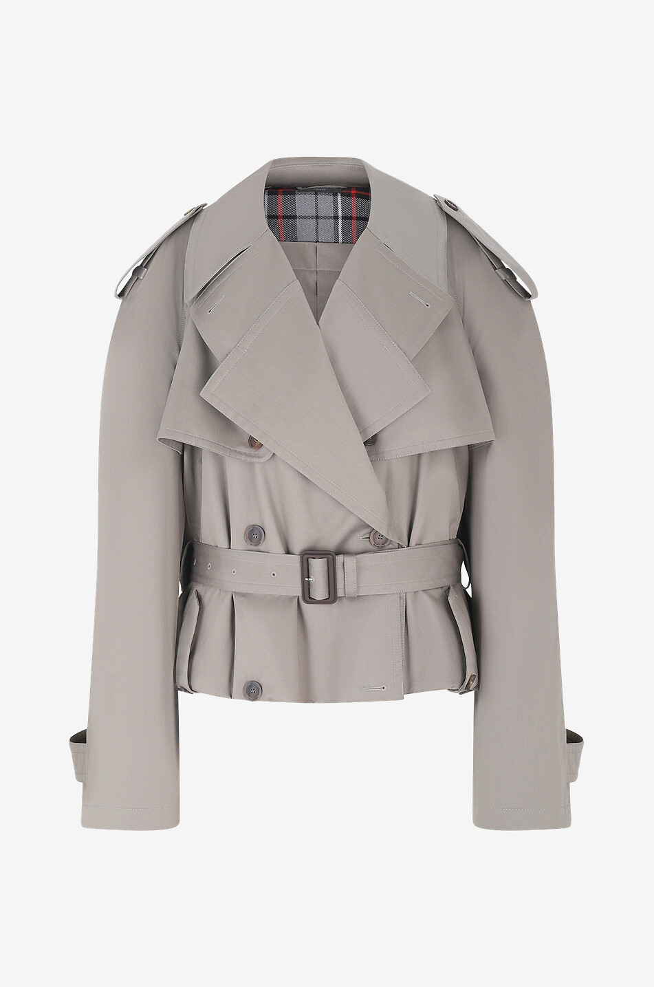 Folded cropped oversize trench coat