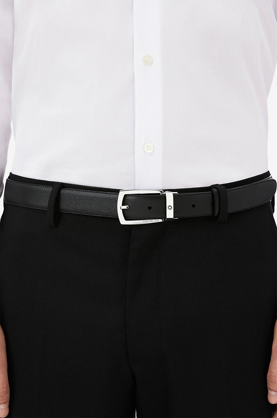 MONTBLANC Black 30 mm leather belt Men BLACK 3