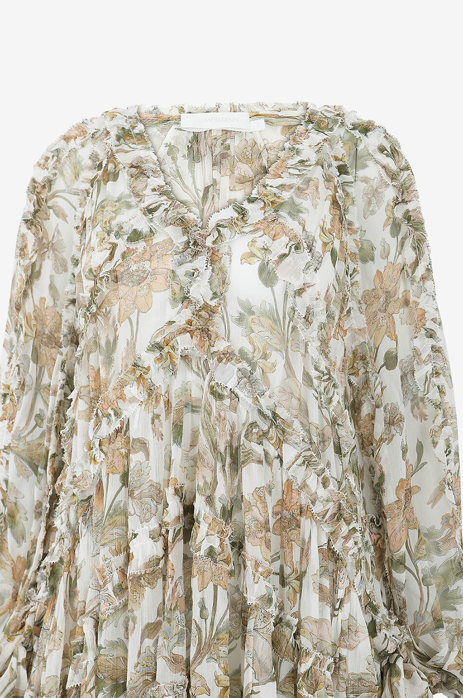 ZIMMERMANN Mini robe évasée en georgette Chintz Billow Frill Femme VERT 3