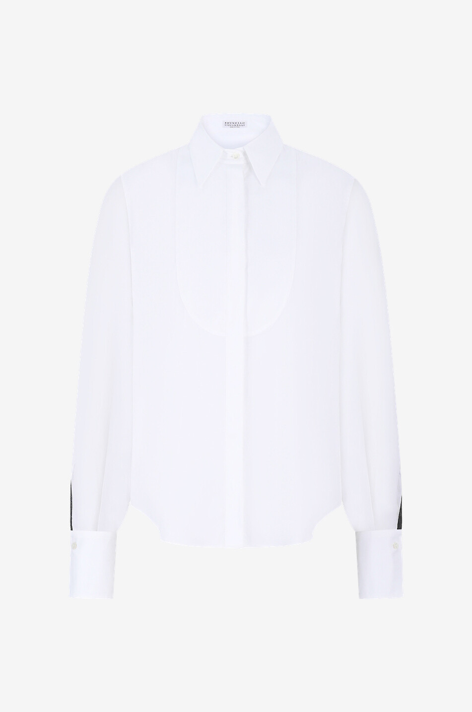 BRUNELLO CUCINELLI Chemise à plastron bi-matière Femme BLANC 1